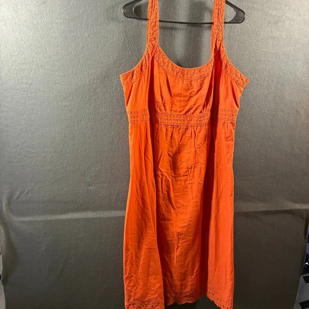 style&co women cotton babydoll tank dress 18 orange lace boho cottage western